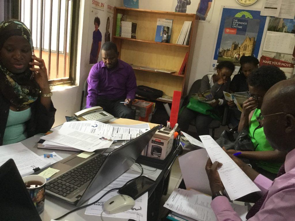 AEC Uganda counsellors helping students at the Kampala office